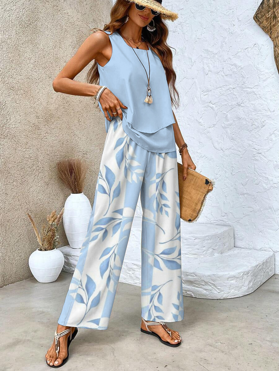 Alba | Conjunto de blusa e calça com estampa floral estilosa