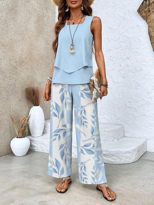 Alba | Conjunto de blusa e calça com estampa floral estilosa