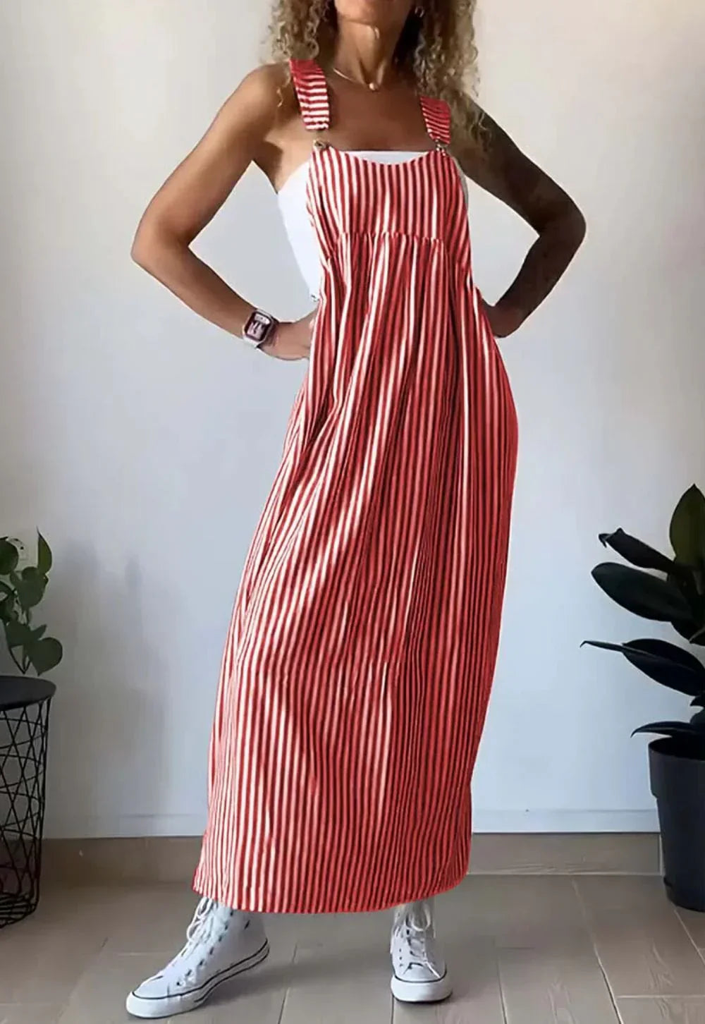 Camille | Vestido Macacão Listrado Casual