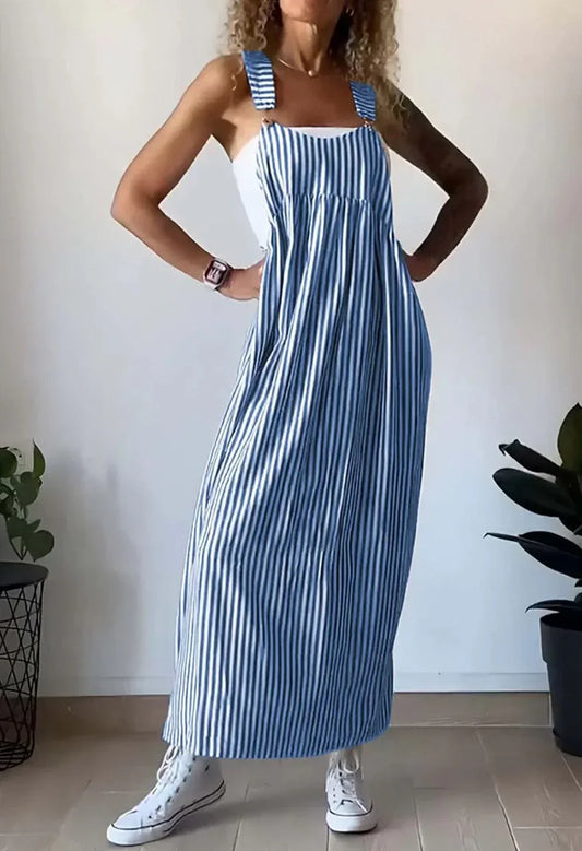 Camille | Vestido Macacão Listrado Casual