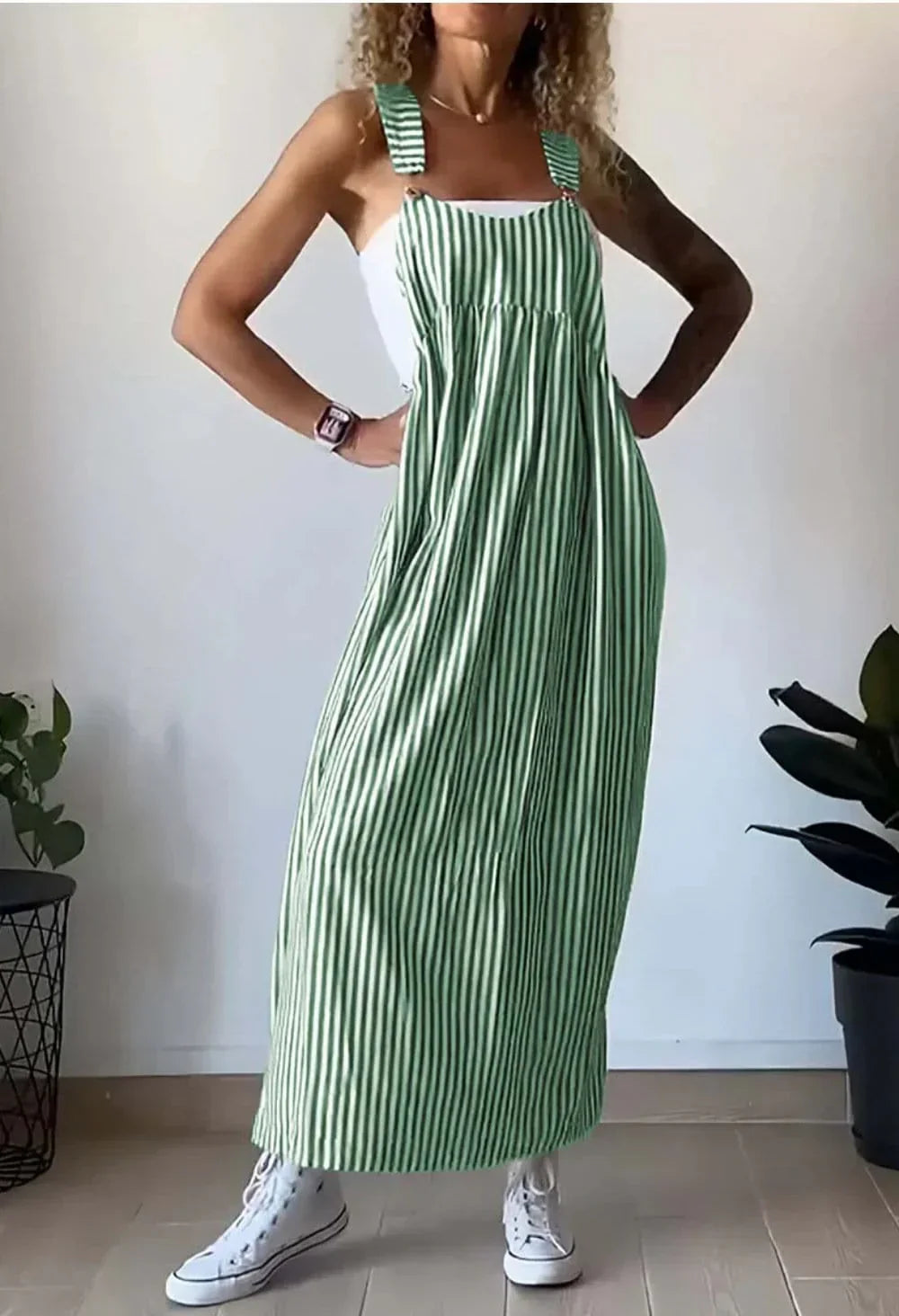 Camille | Vestido Macacão Listrado Casual