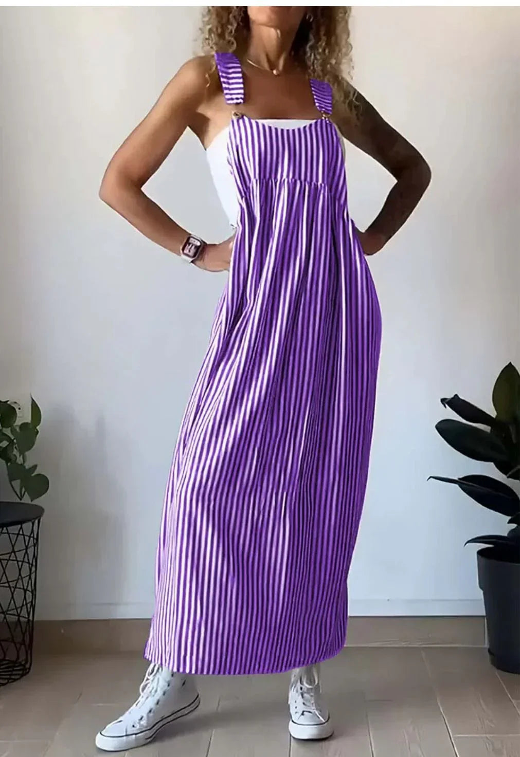 Camille | Vestido Macacão Listrado Casual