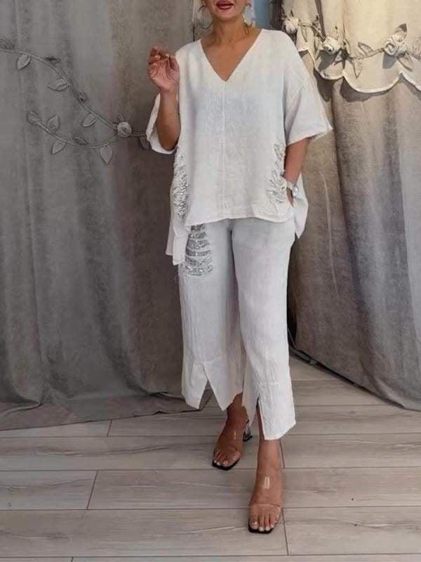 BIANCA | Conjunto de verão de duas peças com elegância sem esforço e conforto fluido para dias ensolarados