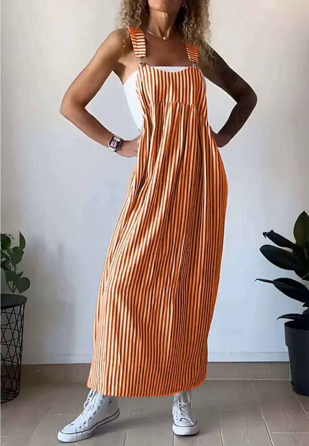 Camille | Vestido Macacão Listrado Casual